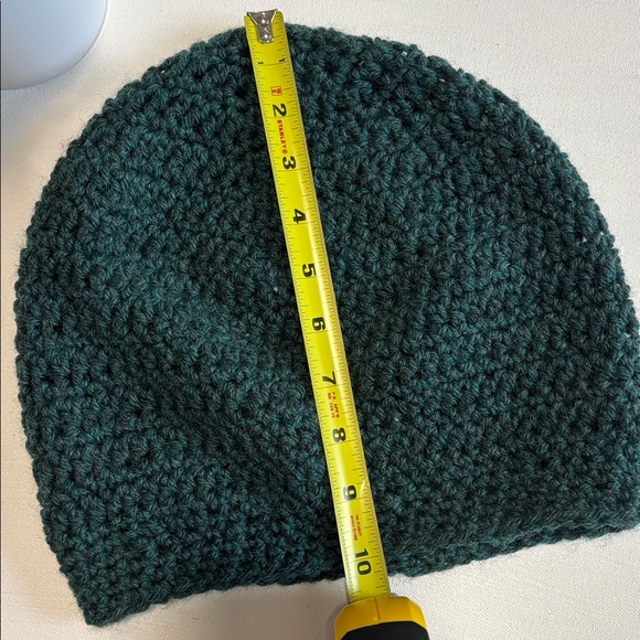 Hand Made Deep Sea Green Cotton Yarn Mens Beanie - Picture 6 of 7